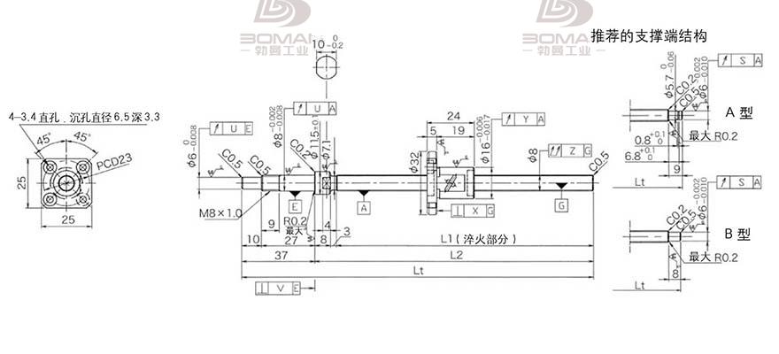 KURODA GP081FDS-AAFR-0170B-C3S 黑田标准滚珠丝杠型号
