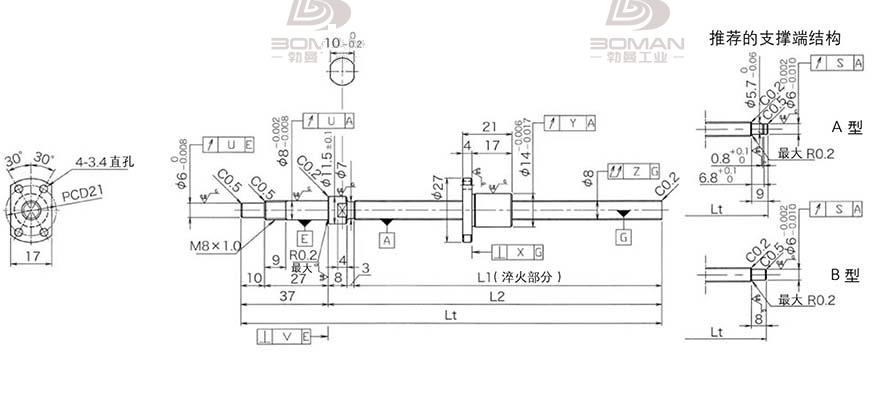 KURODA DP0802JS-HDNR-0180B-C3S 黑田精工滚珠丝杆价格