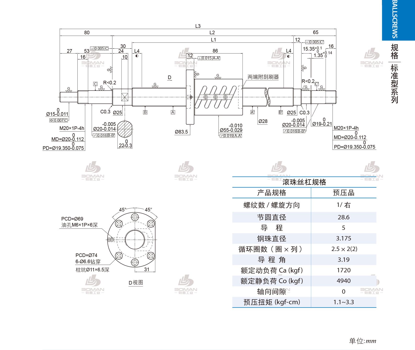 PMI 1R28-05B2-1FOWC-270-445-0.018 pmi滚珠丝杆手册